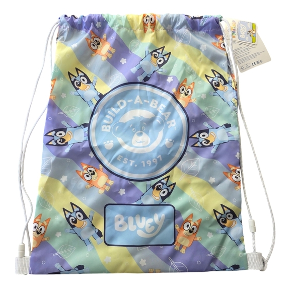 NWT Bluey Build-a-Bear Carrier/Drawstring Bag, Unisex, Purple/Blue/Yellow - Picture 1 of 7